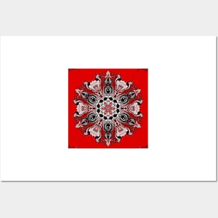 Kaleidoscope red flower Posters and Art